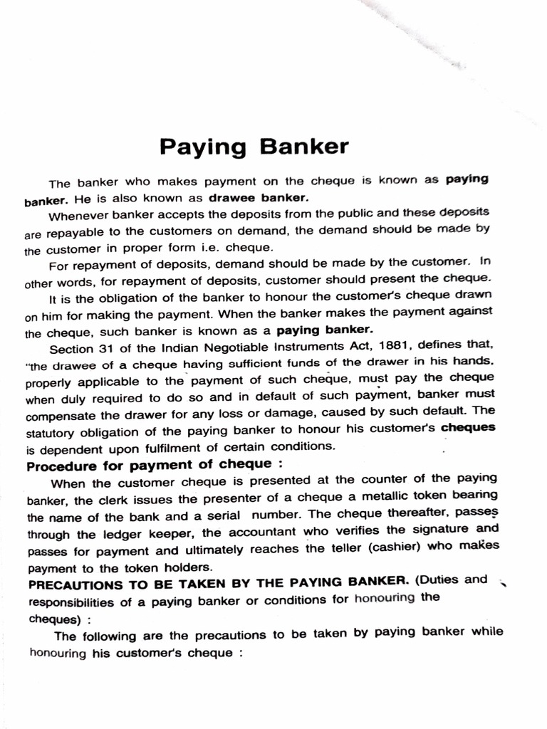 Paying Banker Meaning In Tamil