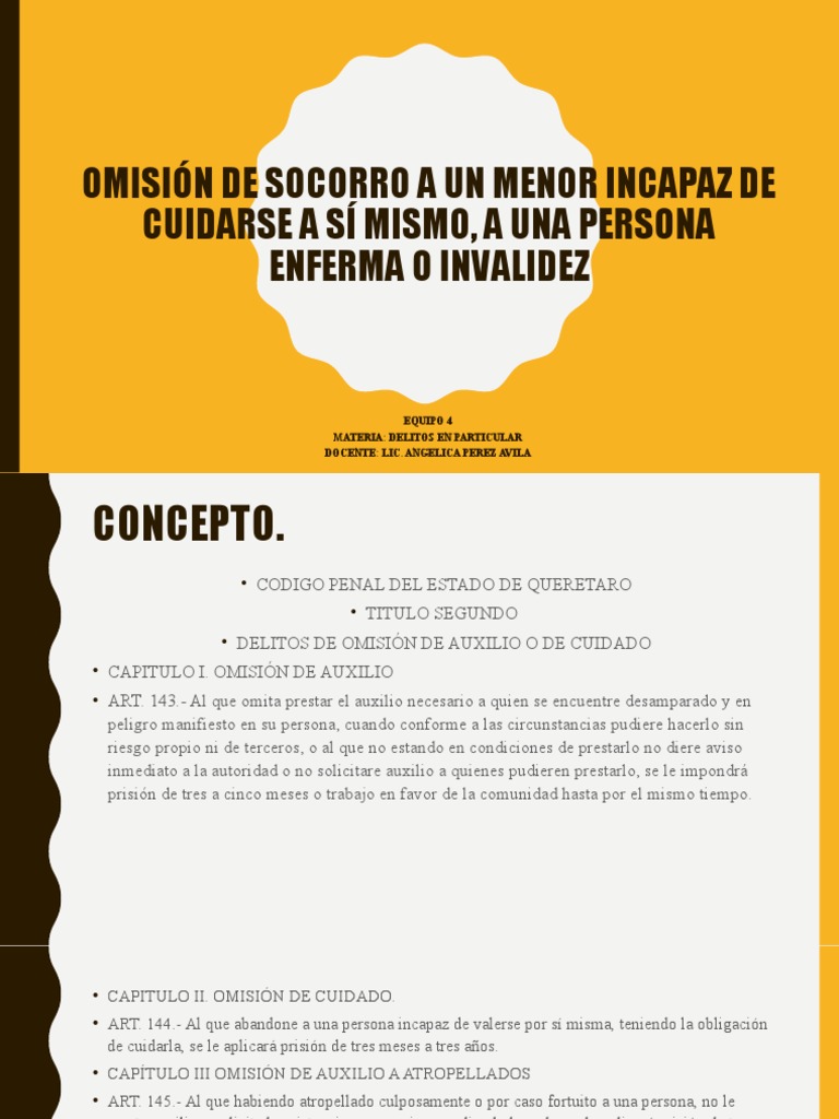 Omisión de Socorro A Un Menor Incapaz de | PDF | Justicia | Crimen y ...