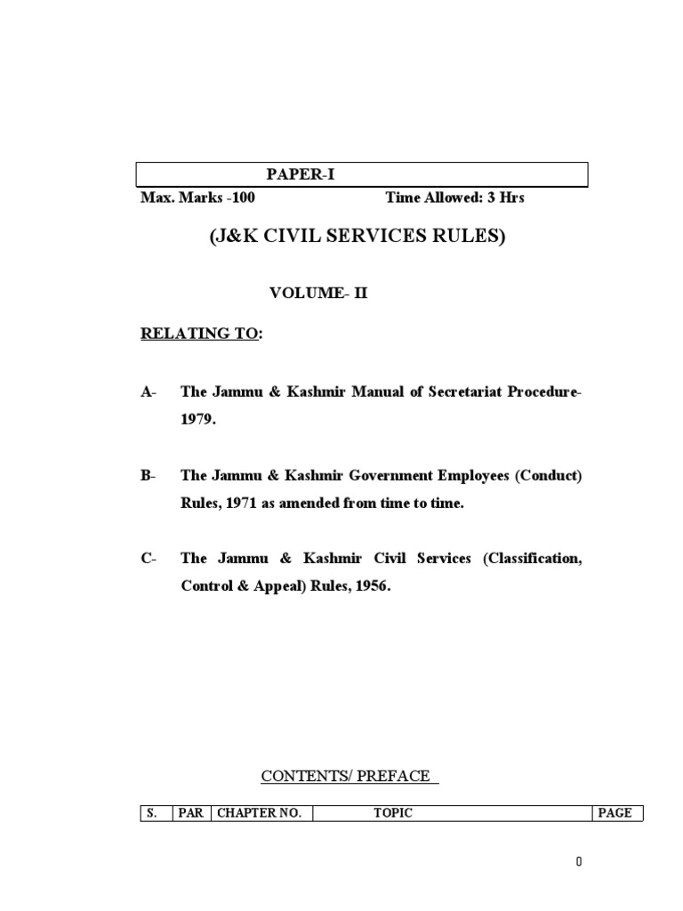 PaperI J&K Civil Services Rules PDF Mail Postage Stamp