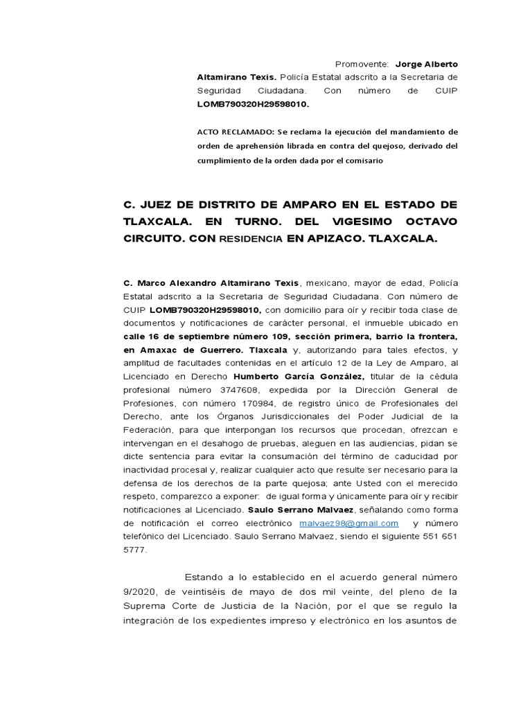 Amparo contra orden de cateo en Tlaxcala | PDF | Violación | Derecho ...