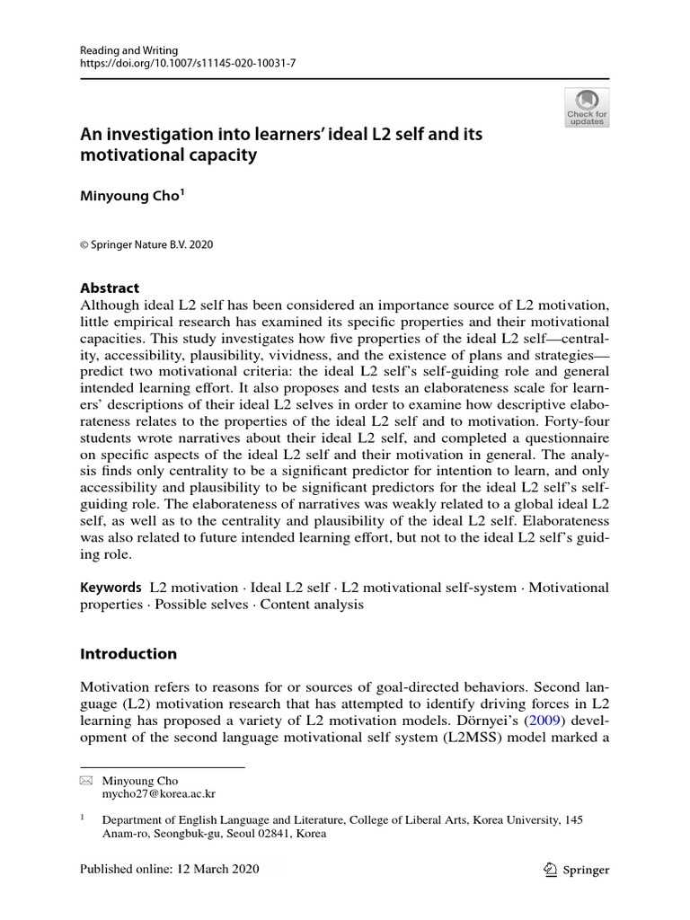Motivational Properties of Ideal L2 Self | PDF | Self Concept | Self