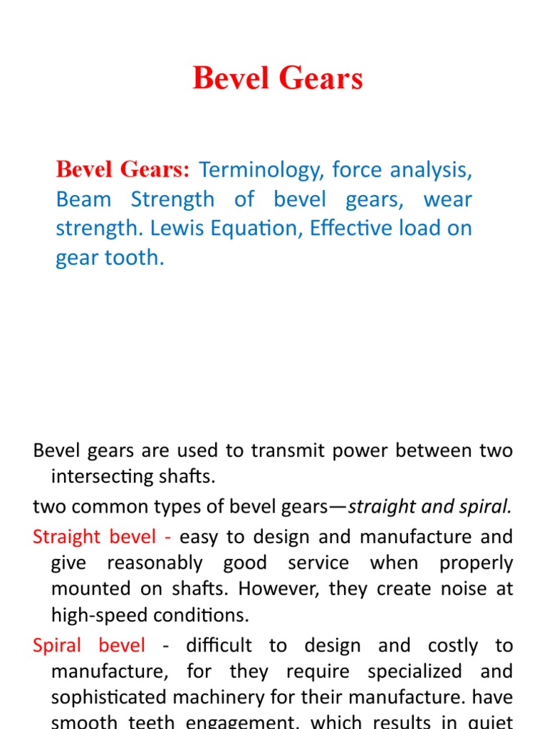 Unit 3 3 Design of Bevel Gears PDF Gear Classical Mechanics