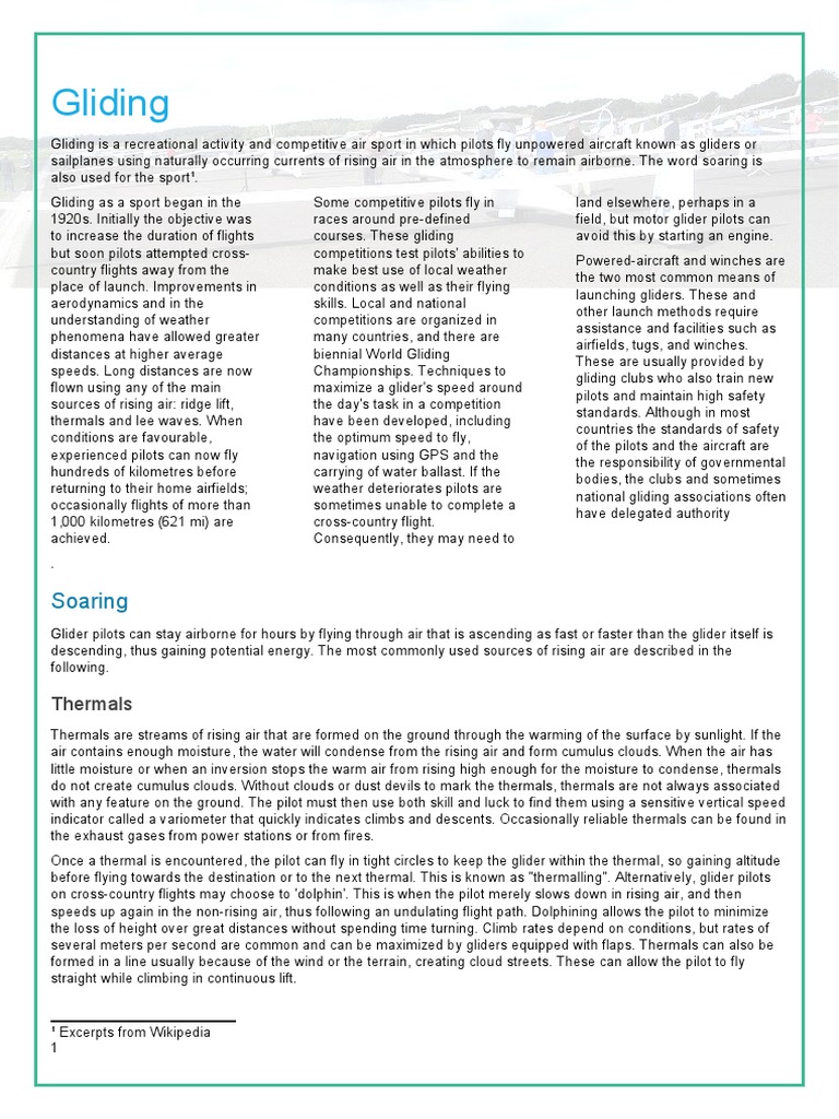 Gliding PDF Gliding Aviation