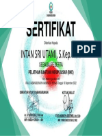 Sertifikat: Intan Sri Utami, S.Kep - Ners