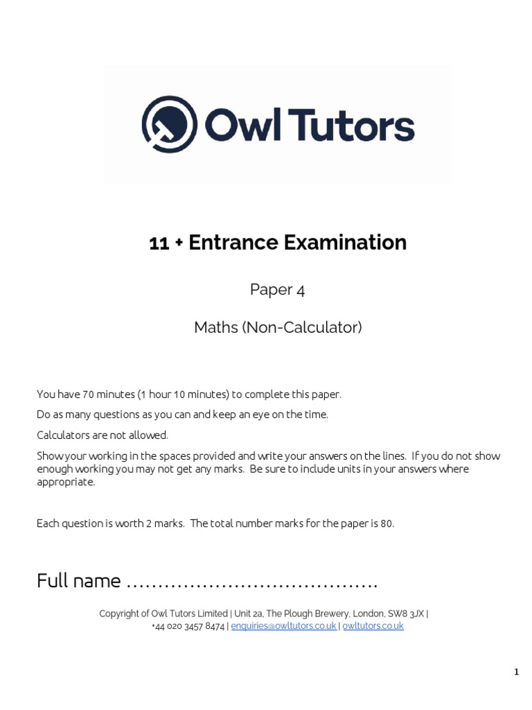 11 Plus Owl Maths 4 Question Booklet | PDF | Euclidean Geometry | Geometry