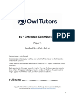 11 Plus Owl Maths 3 Question Booklet