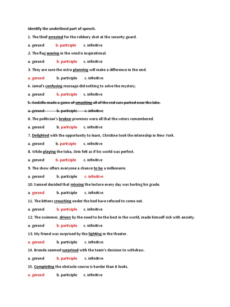 Identify the underlined part of speech pdf