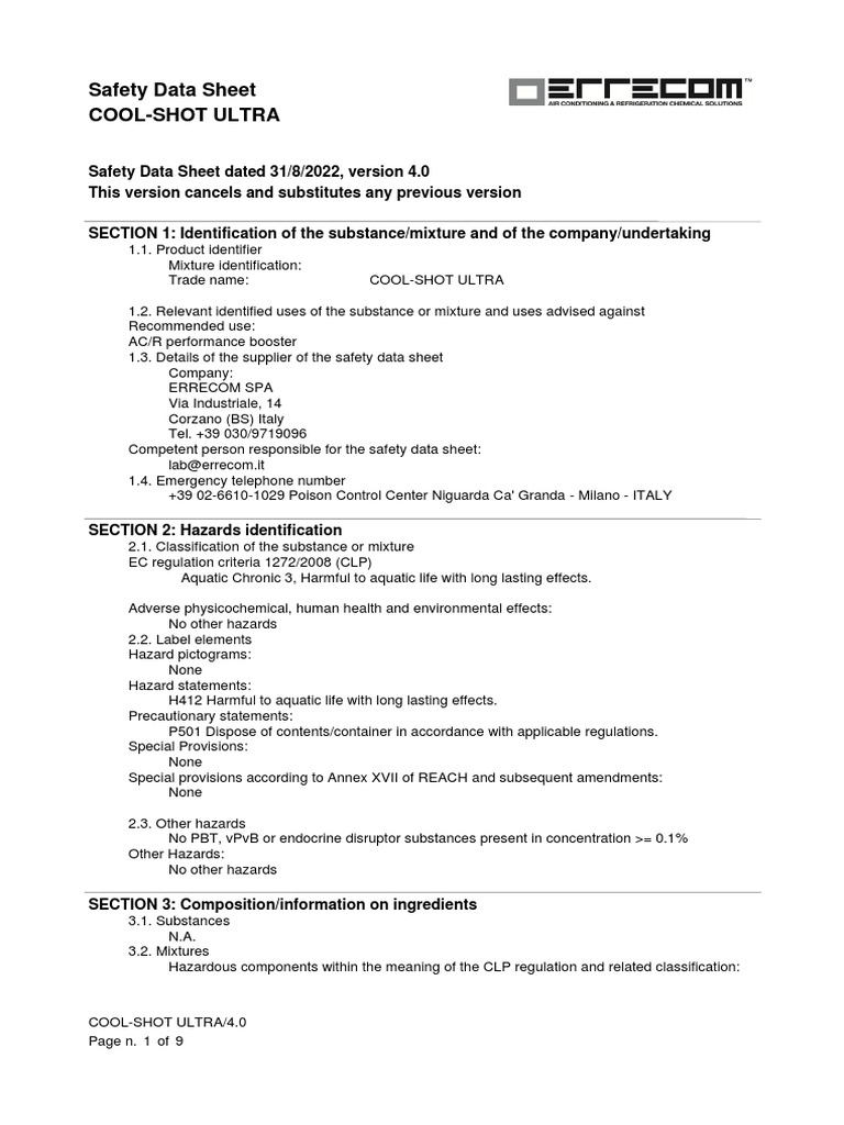 msds-u-cool-shot-ultra-en-31-08-2022-pdf-dangerous-goods-toxicity