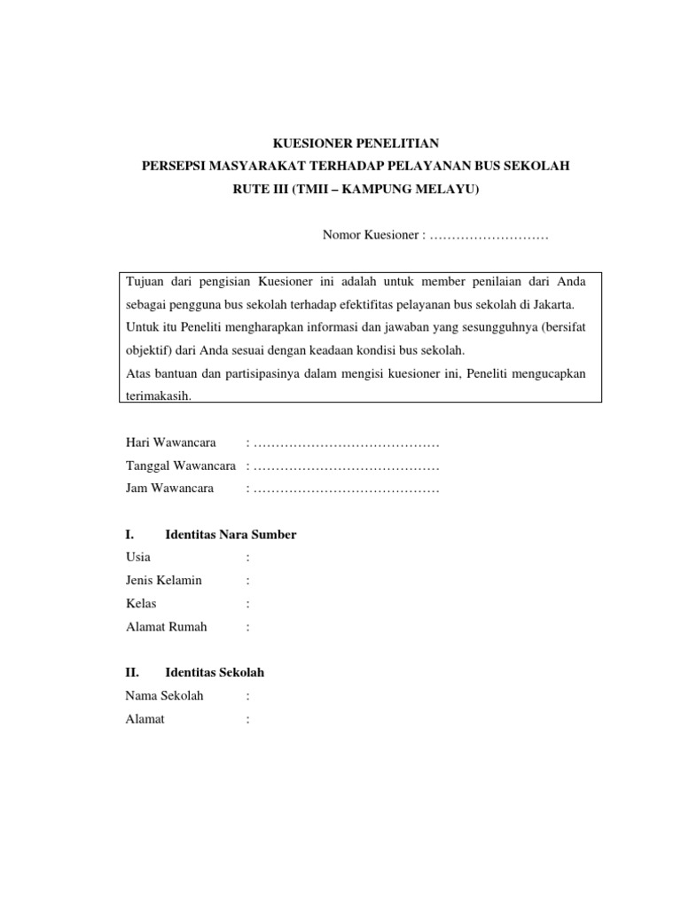 Kuesioner Penelitian