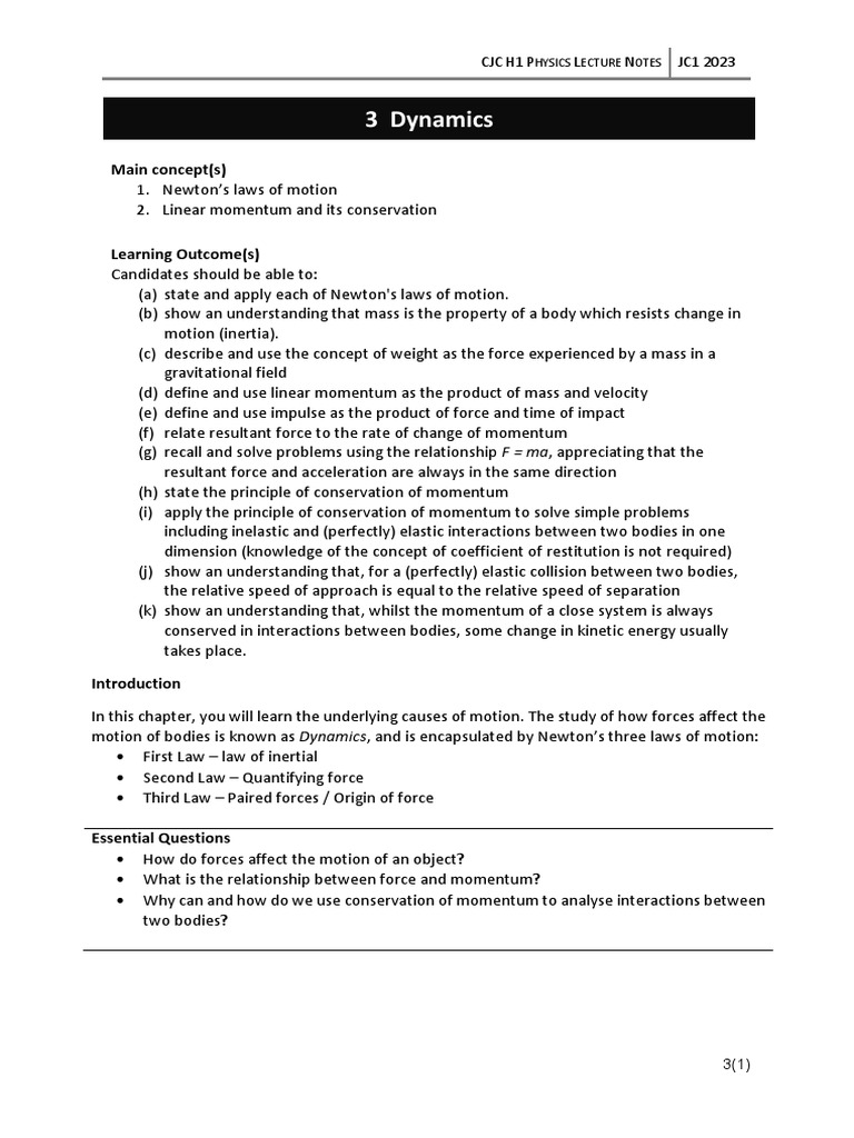 Dynamics lecture notes pdf weight force