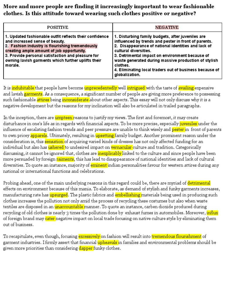 ESSAY-Fashion Clothes | PDF | Clothing | Fashion