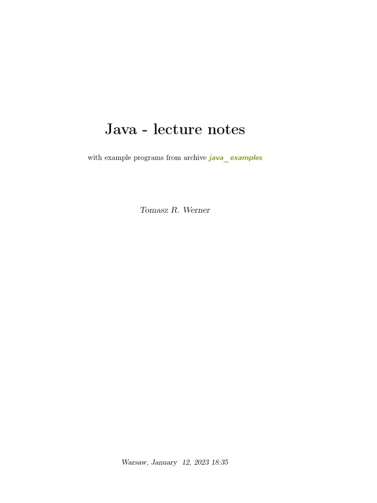 Java Programming Lecture Notes | PDF | Java (Programming Language ...
