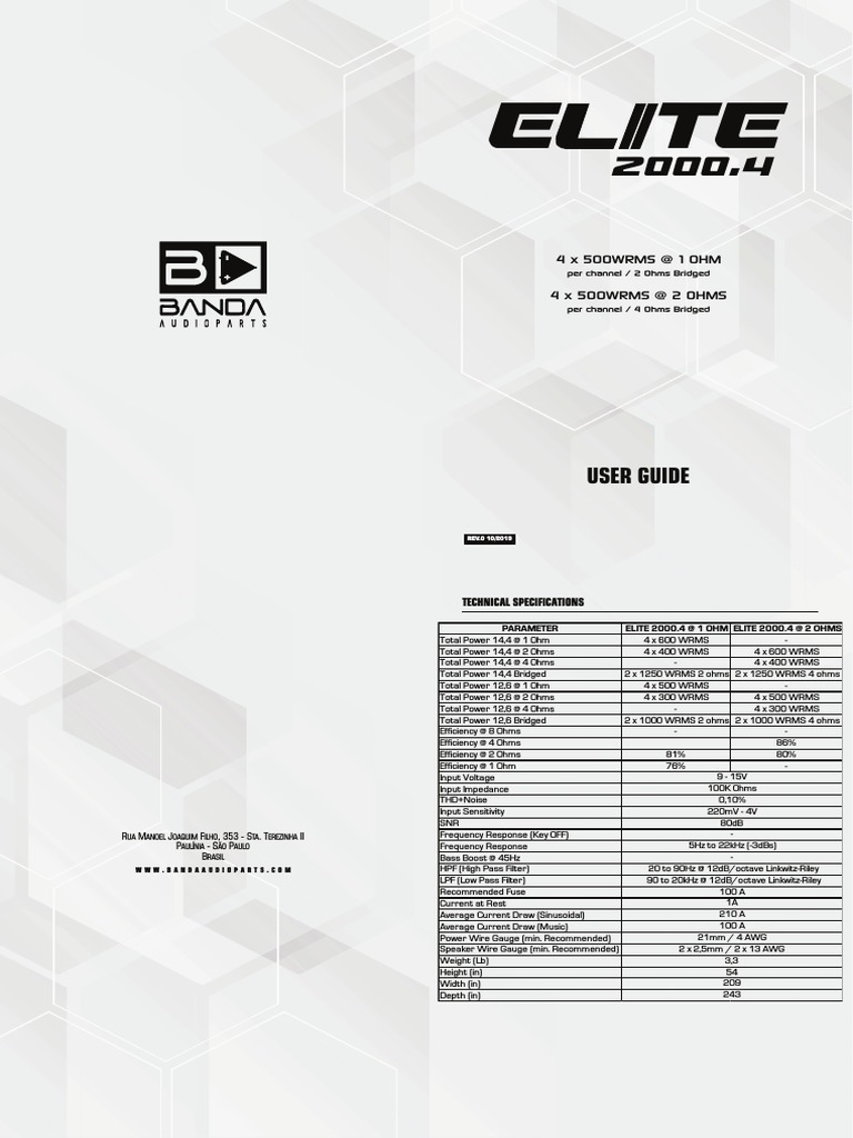 Elite 2000.4 User Guide and Setup | PDF | Loudspeaker | Amplifier