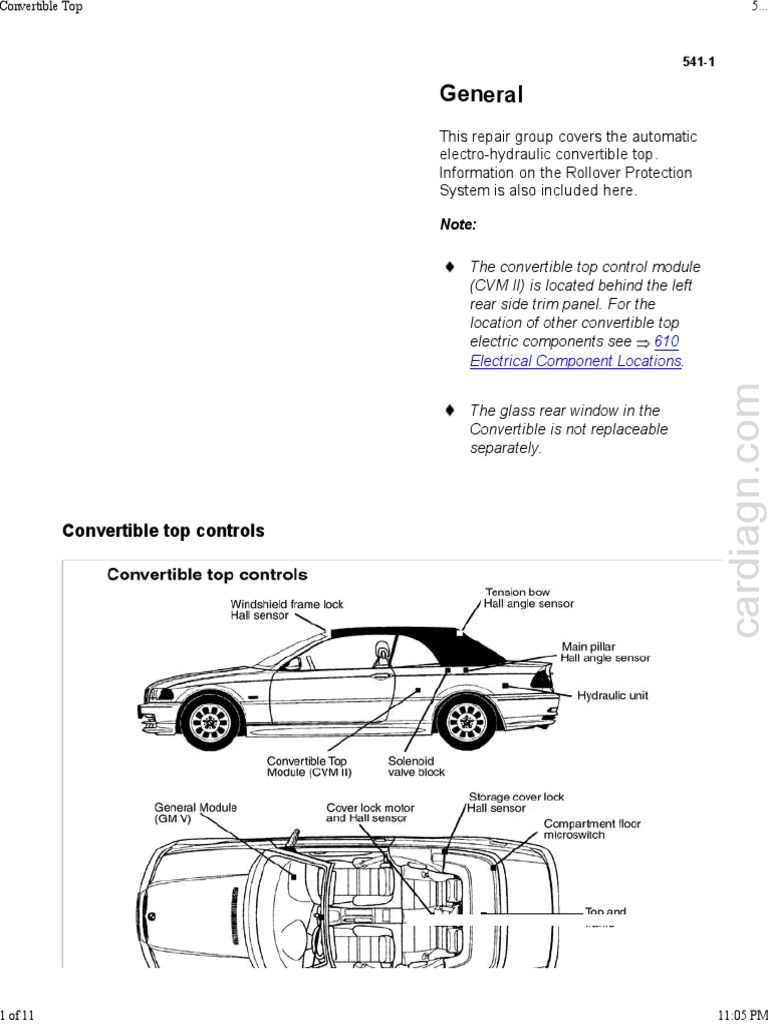 E46 Convertible Top Operation Guide | PDF | Manufactured Goods