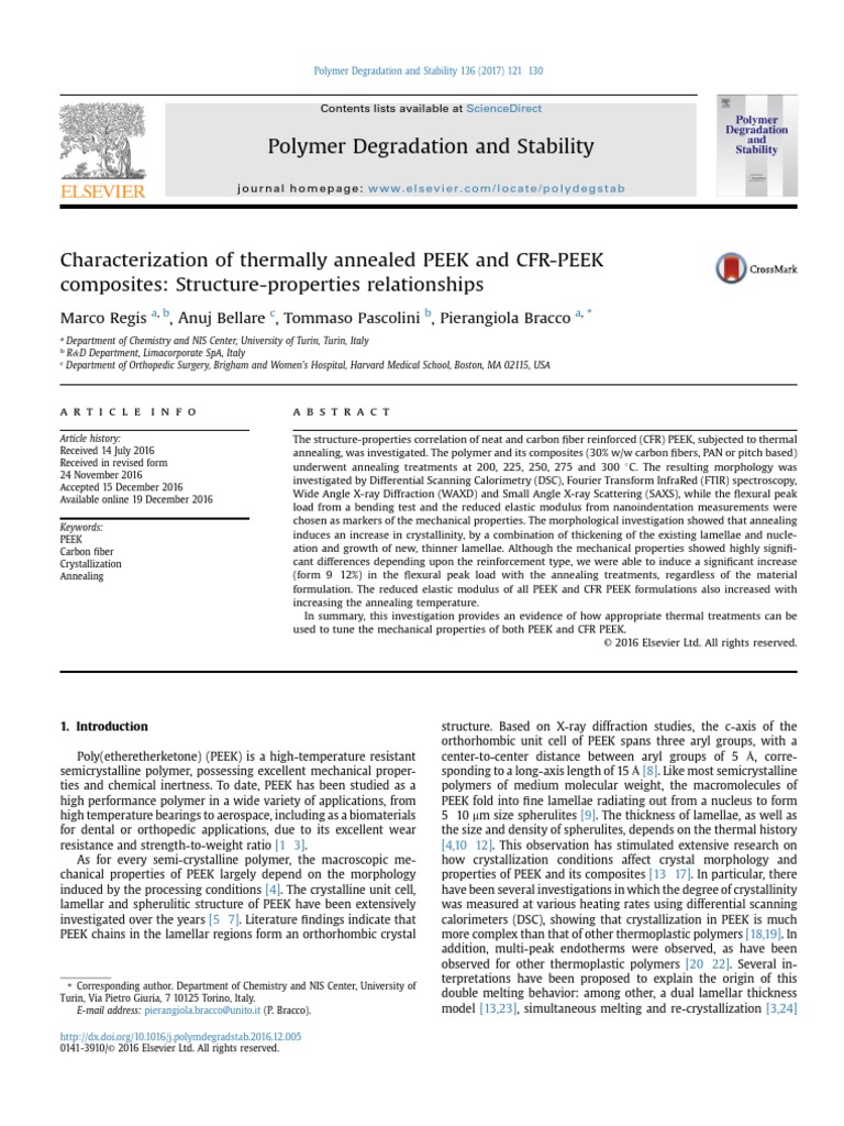 Characterization of Thermally Annealed PEEK | PDF | Differential ...