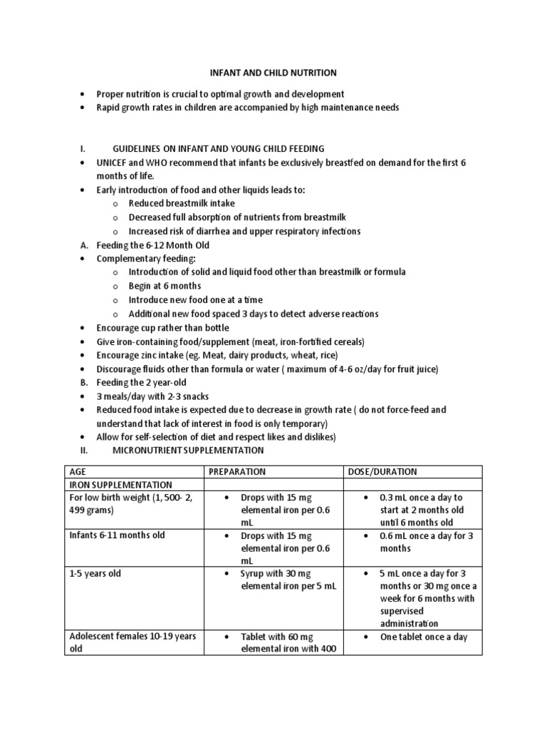 Essential Guidelines for Child Nutrition | PDF | Breast Milk | Dietary ...
