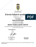 Certificado de Manipulacion de Alimento