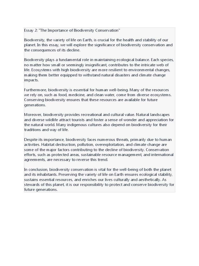Importance of Biodiversity Conservation | PDF