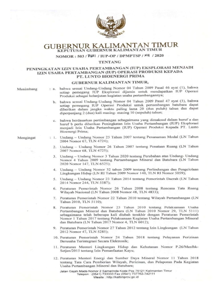 Sk Iup Op Pt Lunto Bioenergi Prima Pdf