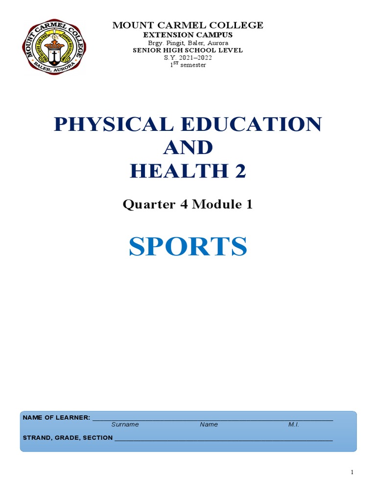 Module 2 P E 2 Pdf Physical Fitness Sports