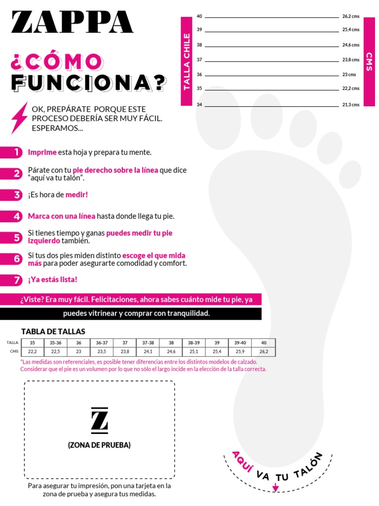 Tabla de Tallas de Calzado en CM | PDF