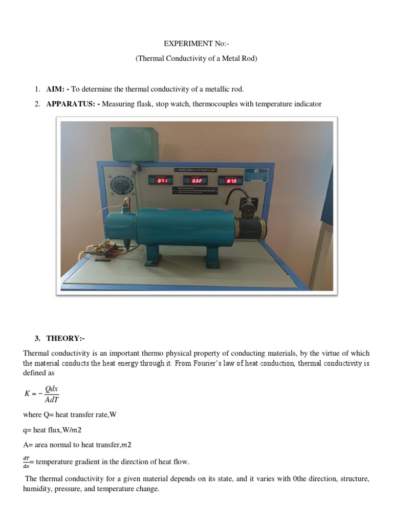 Thermal Conductivity of A Metal Rod | Download Free PDF | Heat ...