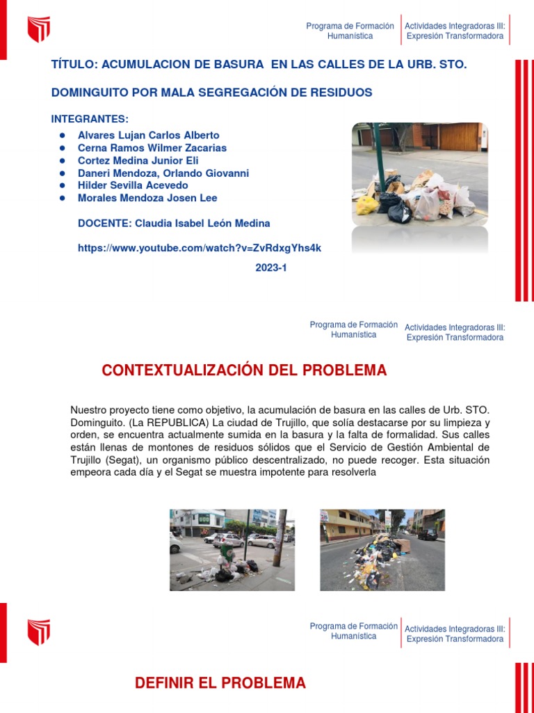 Basura en Urb. Sto. Dominguito: Causas y Soluciones | PDF | Residuos ...