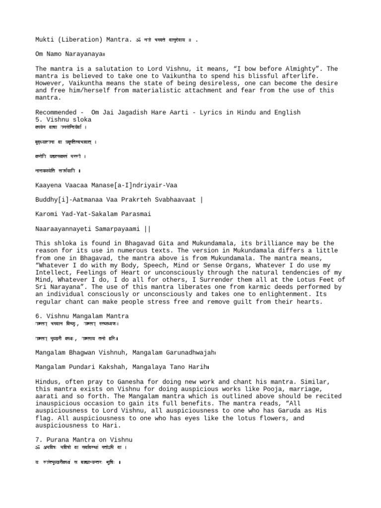 Vishnu Mantra | PDF | Mantra | Vishnu