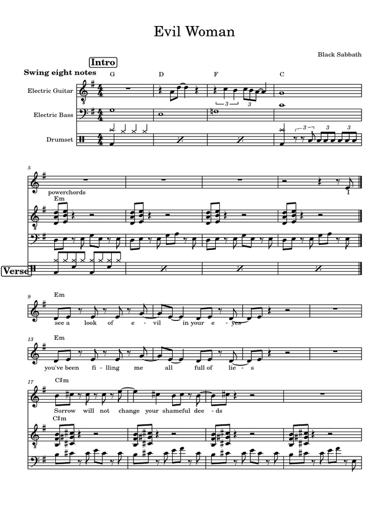 Evil - Woman Eb | PDF | Performing Arts | Celtic Musical Instruments