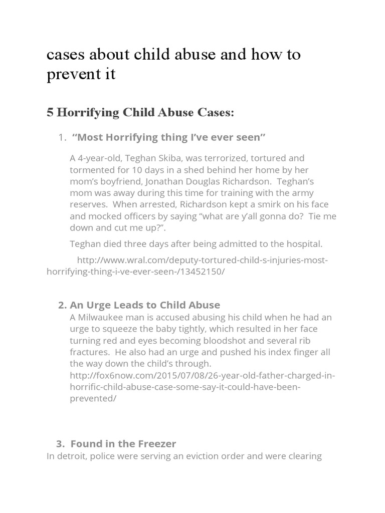 Cases about child abuse and how to prevent it 2 pdf child abuse