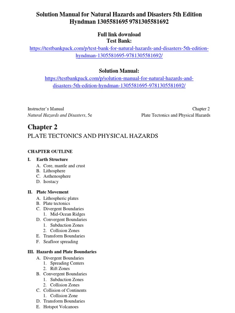 Natural Hazards And Disasters 5th Edition Hyndman Solution Manual Pdf