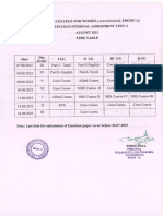 CIA I - Time Table