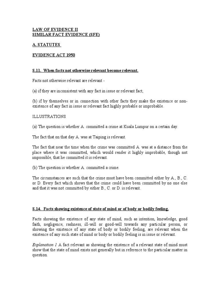 Similar Fact Evidence | PDF | Common Law | Crimes