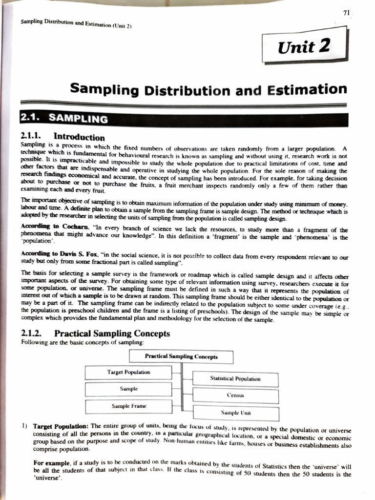 Statistics For Management Unit 2 Note | PDF | Sampling (Statistics ...