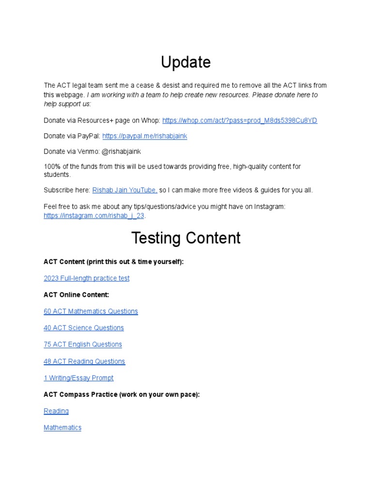Rishab Jain's ACT Resources Update | PDF