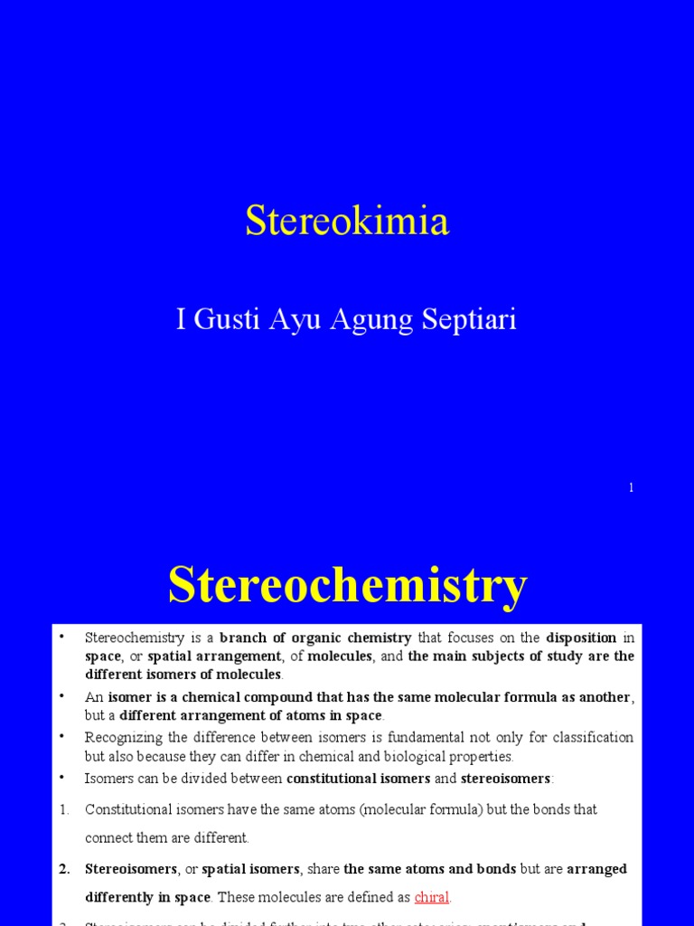 Kimia Organik 4 PDF Chirality (Chemistry) Isomer