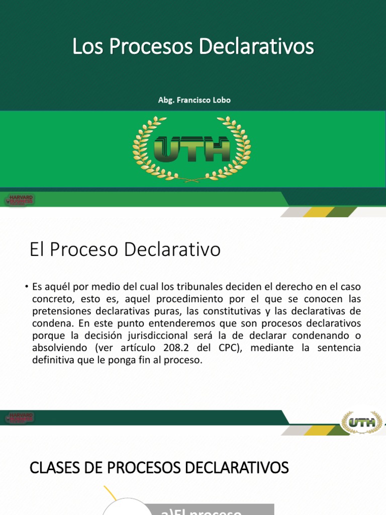 Los Procesos Declarativos | Descargar gratis PDF | Propiedad | Derechos