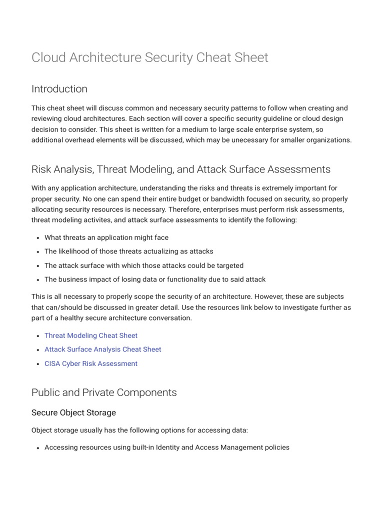 Secure Cloud Architecture - OWASP Cheat Sheet Series | PDF | Cloud ...