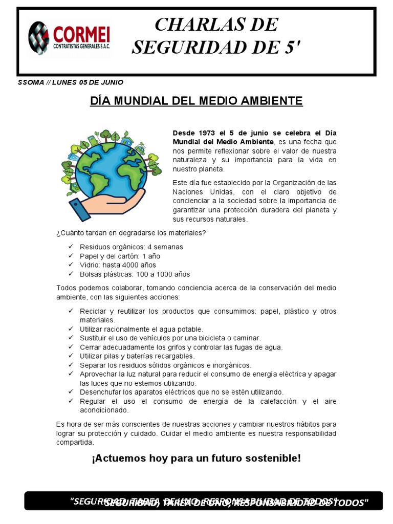 Charla por el Día del Medio Ambiente | PDF | Residuos | Entorno natural