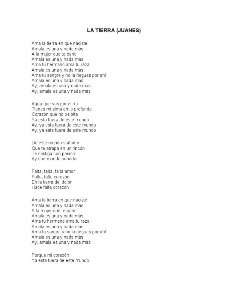 LA TIERRA Juanes PDF