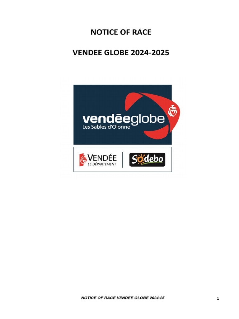 Notice of Race Vendee Globe 2024 2025 PDF Mass Media Weather
