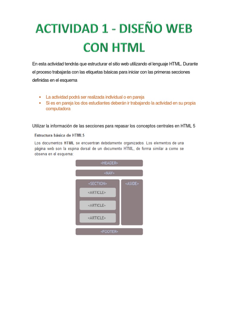 Actividad 1 - Diseño Web Con HTML | PDF | HTML | Red mundial