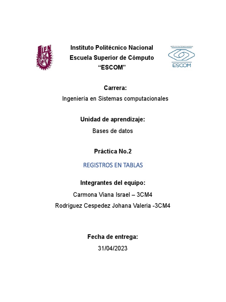 Practica 2 - BD | PDF | SQL | Archivo de computadora