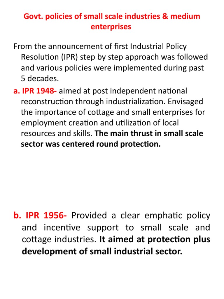Government Policies for Small Industries | PDF | Entrepreneurship ...
