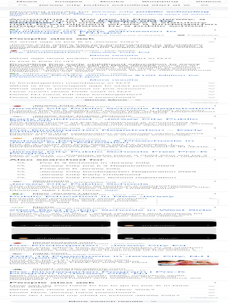 Jersey City Publci Scholling Start at Which Age PDF Pre Kindergarten Preschool