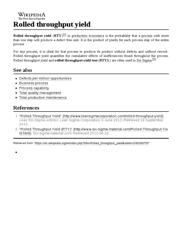 Understanding Rolled Throughput Yield | PDF