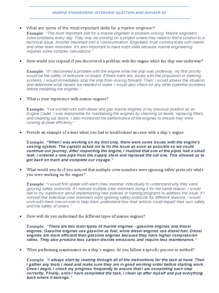 Iinterview Question PDF Engines Marine Propulsion