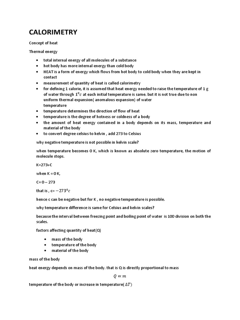 CALORIMETRY PDF Latent Heat Melting Point