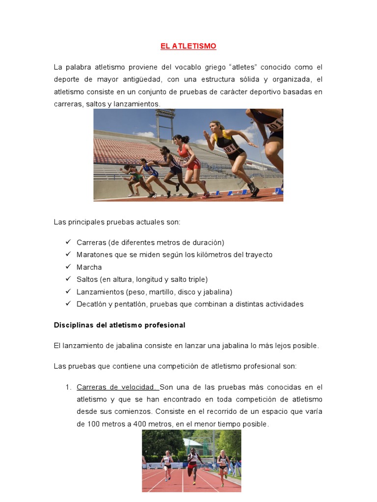 EL ATLETISMO - Educacion Fisica | PDF | Deporte del atletismo | Deportes