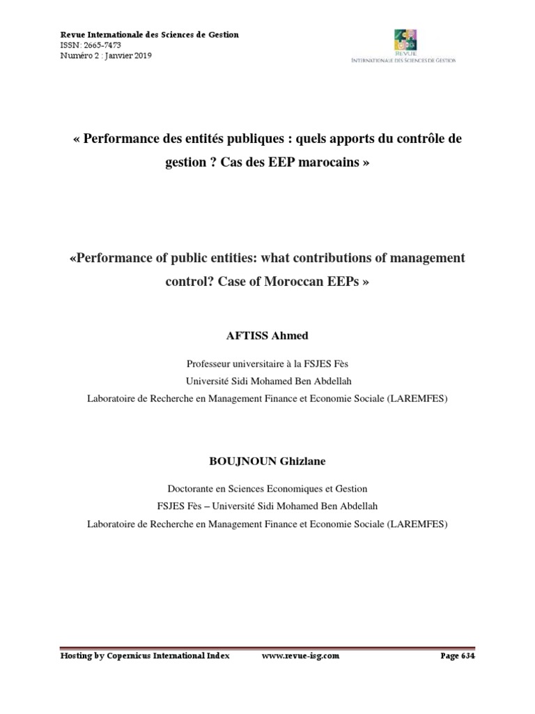 Contrôle de gestion et performance publique | PDF | Économie d ...